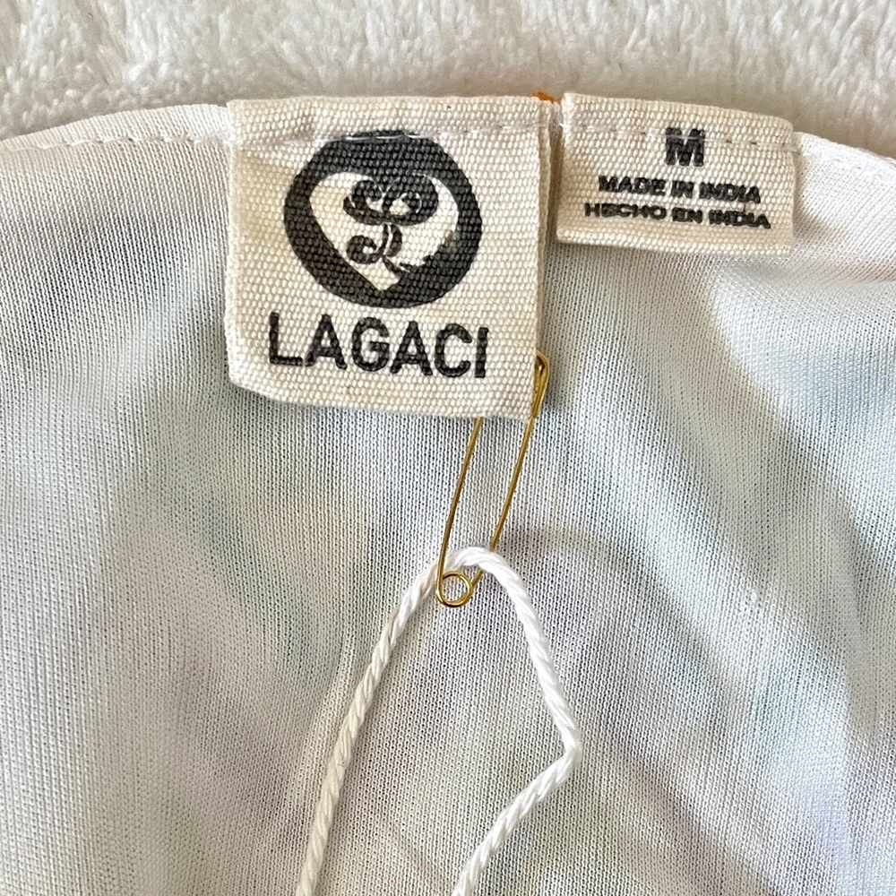 ⛔️SOLD⛔️ LAGACI Crop Top - Chiffon, Built-in Bra, Adj Straps - Sz M NWT - Picture 10 of 13